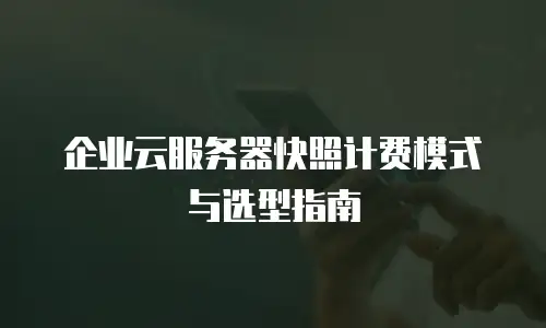 企业云服务器快照计费模式与选型指南