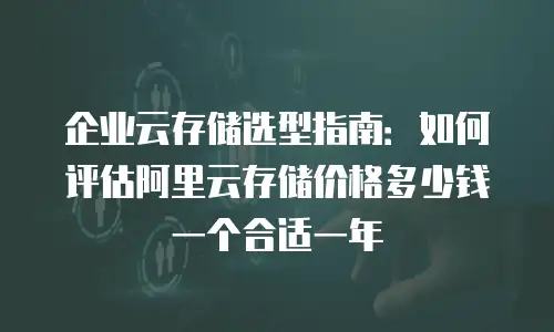 企业云存储选型指南：如何评估阿里云存储价格多少钱一个合适一年
