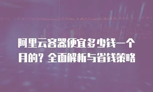 阿里云容器便宜多少钱一个月的？全面解析与省钱策略