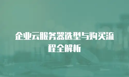 企业云服务器选型与购买流程全解析