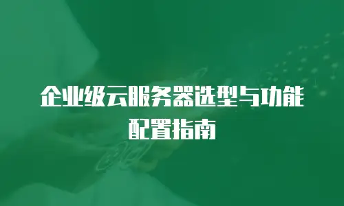 企业级云服务器选型与功能配置指南