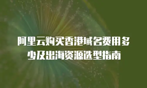阿里云购买香港域名费用多少及出海资源选型指南