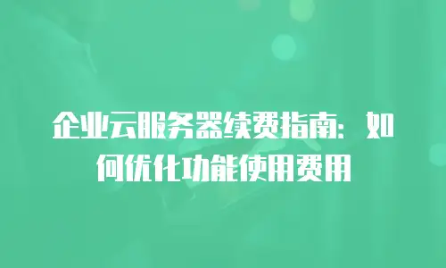 企业云服务器续费指南：如何优化功能使用费用