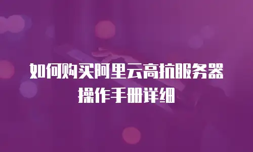 如何购买阿里云高抗服务器操作手册详细