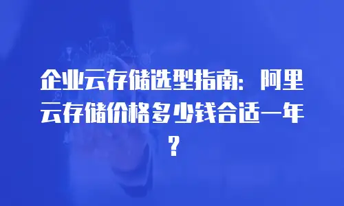 企业云存储选型指南：阿里云存储价格多少钱合适一年？