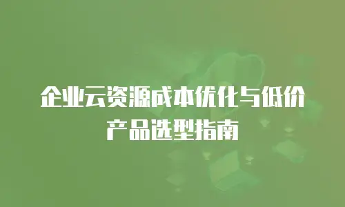 企业云资源成本优化与低价产品选型指南