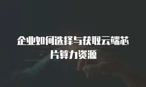 企业如何选择与获取云端芯片算力资源