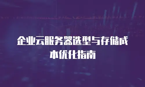 企业云服务器选型与存储成本优化指南