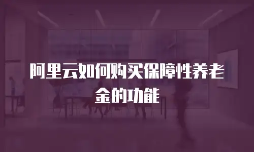 阿里云如何购买保障性养老金的功能
