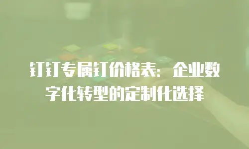钉钉专属钉价格表：企业数字化转型的定制化选择