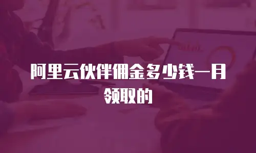 阿里云伙伴佣金多少钱一月领取的