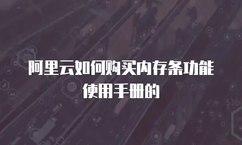 阿里云如何购买内存条功能使用手册的