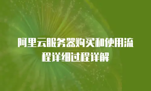 阿里云服务器购买和使用流程详细过程详解