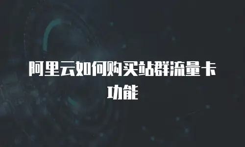 阿里云如何购买站群流量卡功能