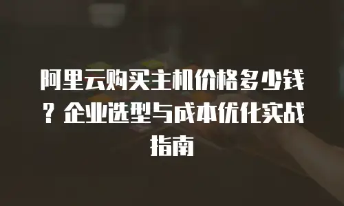 阿里云购买主机价格多少钱？企业选型与成本优化实战指南