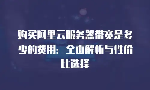 购买阿里云服务器带宽是多少的费用：全面解析与性价比选择
