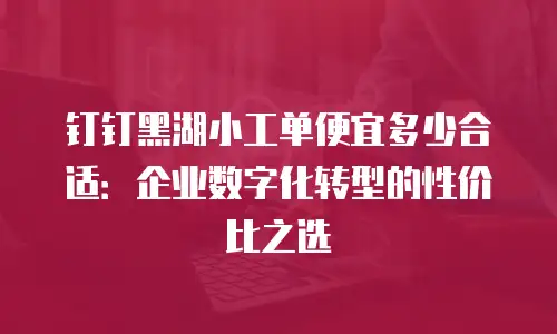 钉钉黑湖小工单便宜多少合适：企业数字化转型的性价比之选