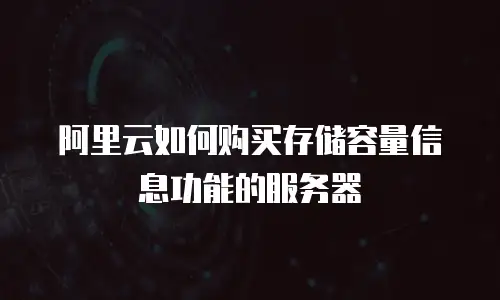 阿里云如何购买存储容量信息功能的服务器