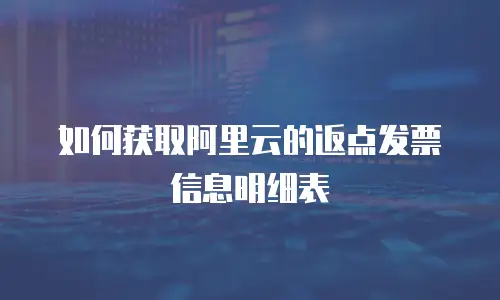 如何获取阿里云的返点发票信息明细表