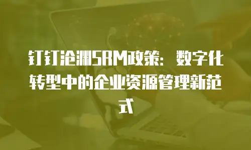 钉钉沧渊SRM政策：数字化转型中的企业资源管理新范式
