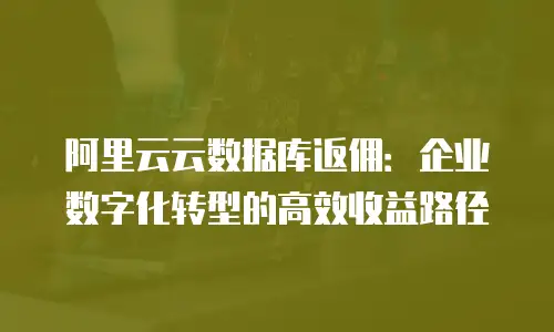 阿里云云数据库返佣：企业数字化转型的高效收益路径