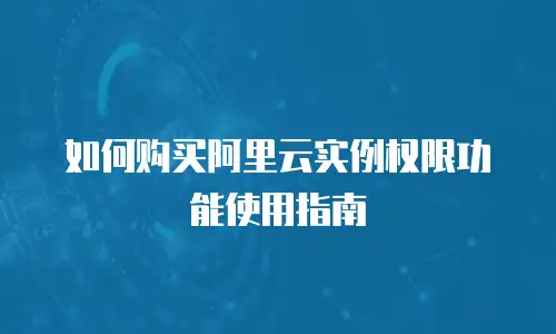 如何购买阿里云实例权限功能使用指南