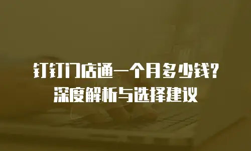 钉钉门店通一个月多少钱？深度解析与选择建议