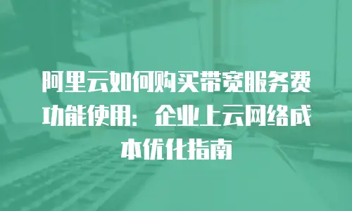 阿里云如何购买带宽服务费功能使用：企业上云网络成本优化指南