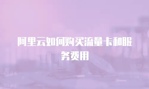 阿里云如何购买流量卡和服务费用