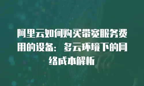 阿里云如何购买带宽服务费用的设备：多云环境下的网络成本解析