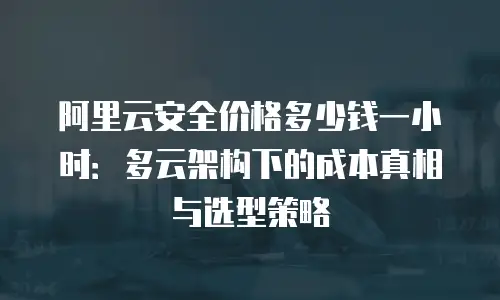 阿里云安全价格多少钱一小时：多云架构下的成本真相与选型策略