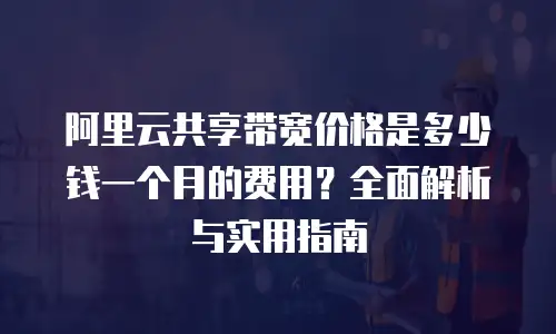 阿里云共享带宽价格是多少钱一个月的费用？全面解析与实用指南