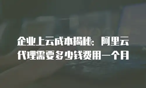 企业上云成本揭秘：阿里云代理需要多少钱费用一个月