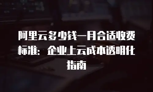 阿里云多少钱一月合适收费标准：企业上云成本透明化指南