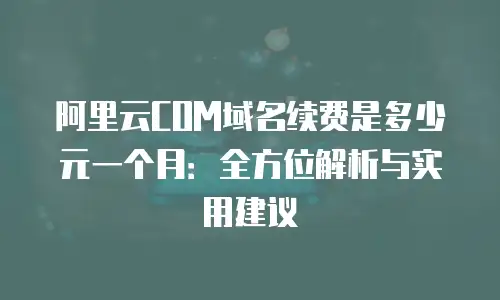 阿里云COM域名续费是多少元一个月：全方位解析与实用建议
