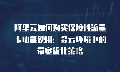 阿里云如何购买保障性流量卡功能使用：多云环境下的带宽优化策略