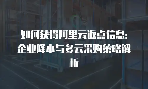 如何获得阿里云返点信息：企业降本与多云采购策略解析