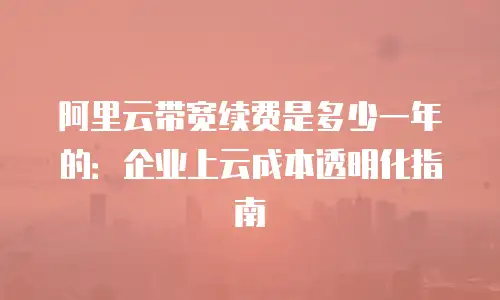 阿里云带宽续费是多少一年的：企业上云成本透明化指南