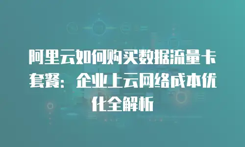 阿里云如何购买数据流量卡套餐：企业上云网络成本优化全解析