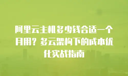 阿里云主机多少钱合适一个月用？多云架构下的成本优化实战指南