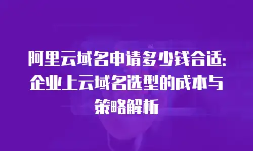 阿里云域名申请多少钱合适：企业上云域名选型的成本与策略解析