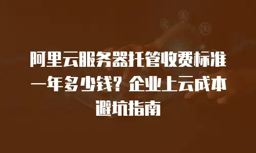 阿里云服务器托管收费标准一年多少钱？企业上云成本避坑指南