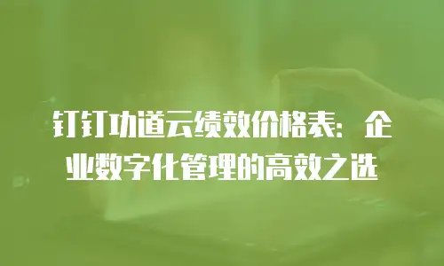 钉钉功道云绩效价格表：企业数字化管理的高效之选