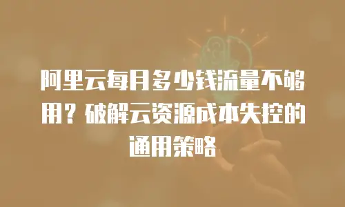 阿里云每月多少钱流量不够用？破解云资源成本失控的通用策略
