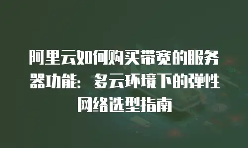 阿里云如何购买带宽的服务器功能：多云环境下的弹性网络选型指南