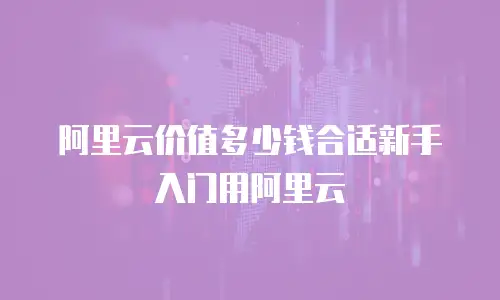 阿里云价值多少钱合适新手入门用阿里云