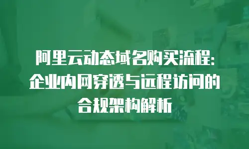 阿里云动态域名购买流程：企业内网穿透与远程访问的合规架构解析