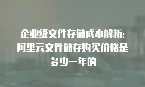 企业级文件存储成本解析：阿里云文件储存购买价格是多少一年的