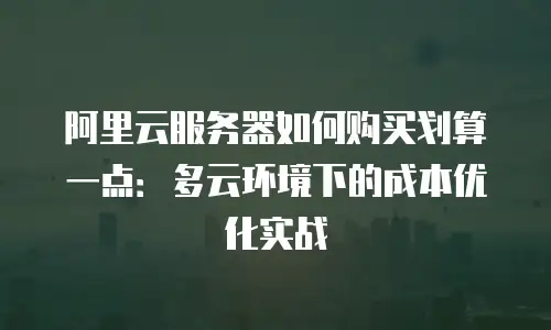 阿里云服务器如何购买划算一点：多云环境下的成本优化实战