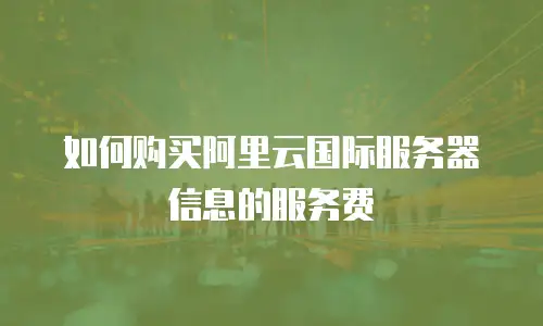 如何购买阿里云国际服务器信息的服务费